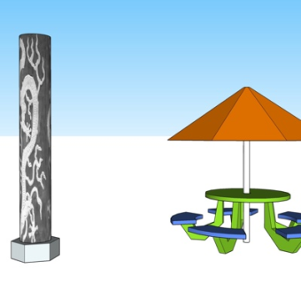 现代室外休闲桌椅su模型