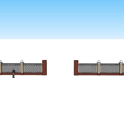 现代围墙护栏su模型