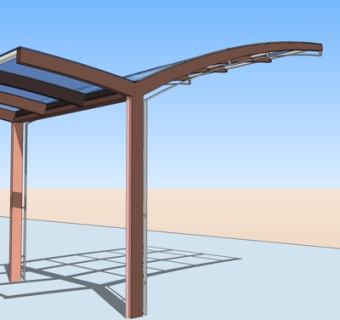 现代玻璃避雨亭su模型