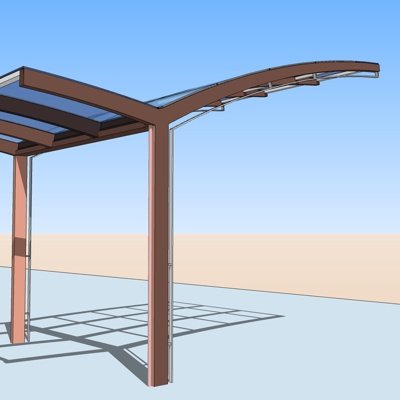 现代玻璃避雨亭su模型
