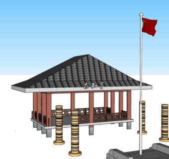 新中式凉亭su模型