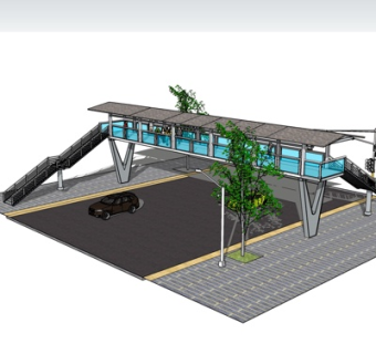 现代人行天桥su模型