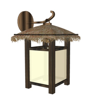 新中式实木壁灯su模型