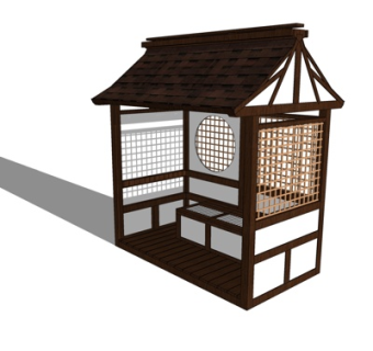 新中式亭子su模型