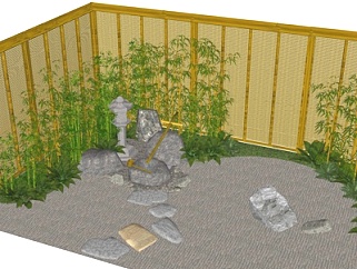 中式庭院景观小品su模型