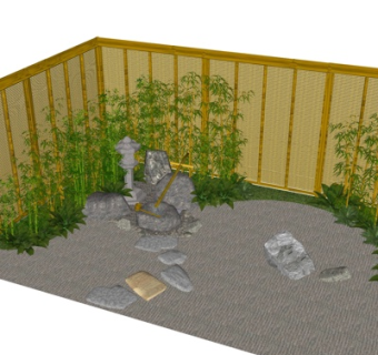 中式庭院景观小品su模型