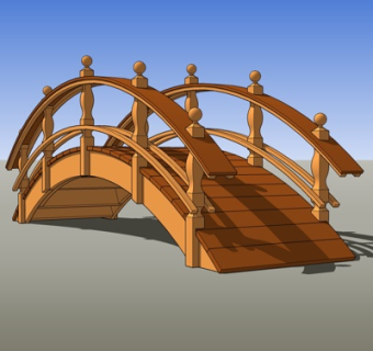 现代木拱桥su模型