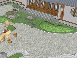 中式庭院景观小品su模型