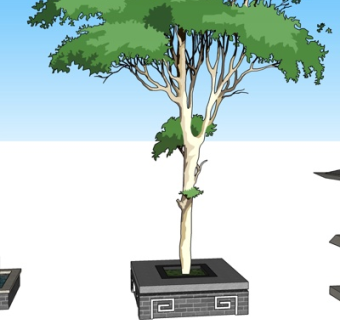 新中式景观墙景观灯su模型