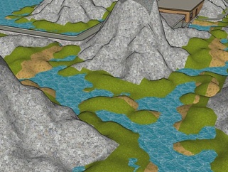 现代山川流水小品su模型