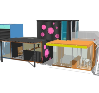 现代集装箱房su模型
