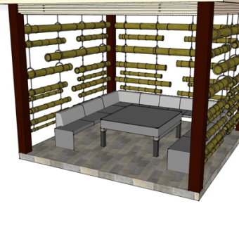 现代竹子凉亭su模型