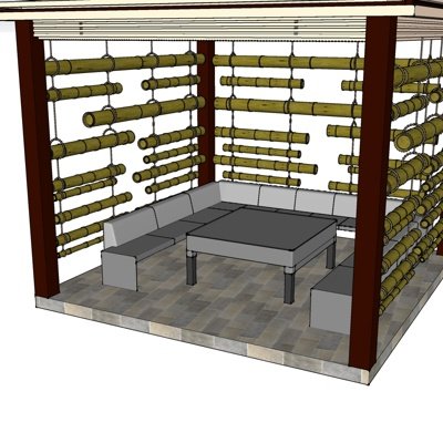 现代竹子凉亭su模型