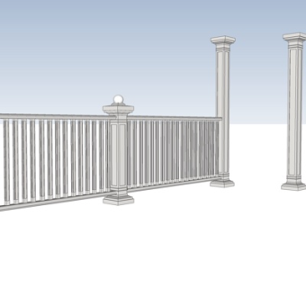 简欧护栏su模型