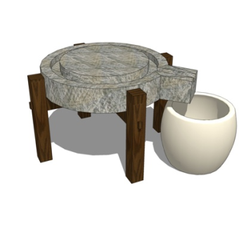 现代石磨小品su模型