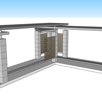 现代长廊su模型