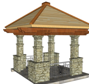 东南亚凉亭su模型