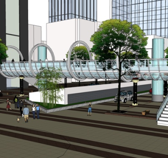 现代人行天桥su模型