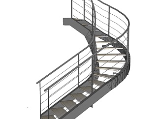现代户外铁艺楼梯su模型