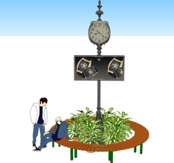 现代花坛公用椅su模型