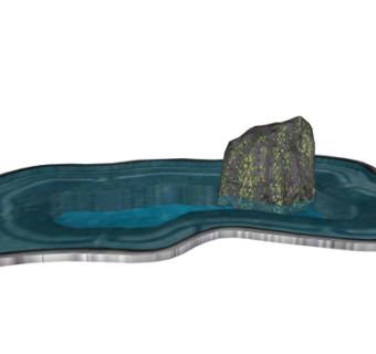 现代水池小品su模型