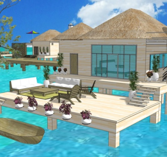 现代度假别墅su模型