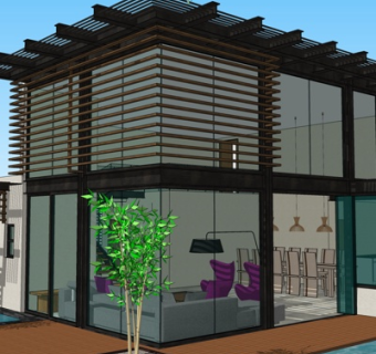 现代独栋别墅su模型