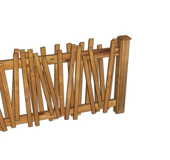 现代木篱笆su模型
