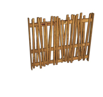现代木篱笆su模型