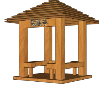 新中式凉亭su模型