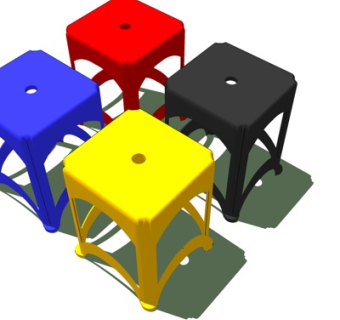 现代塑料凳子su模型