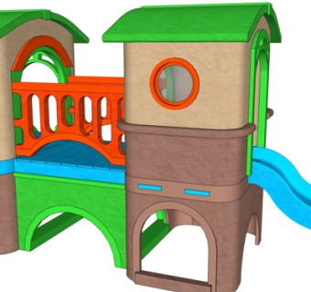 欧式城堡滑梯su模型