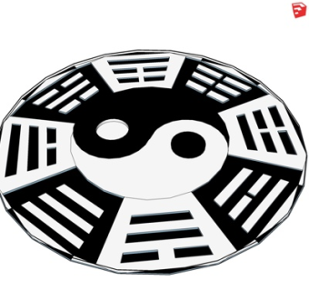 中式八卦摆件su模型