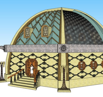 法式圆顶别墅su模型