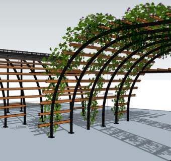 现代绿植廊架su模型