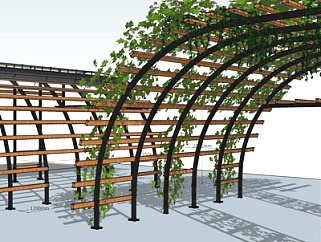 现代绿植廊架su模型