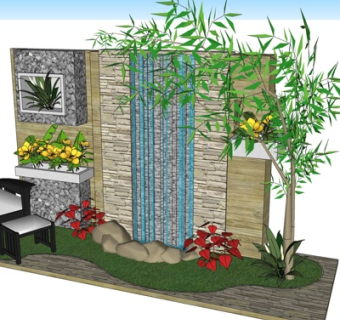 现代带凳休闲椅su模型