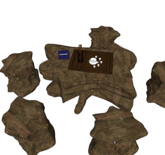 中式实木根雕茶桌椅su模型