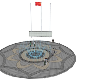 现代广场喷泉小品su模型