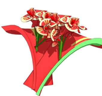 现代鸡冠花su模型