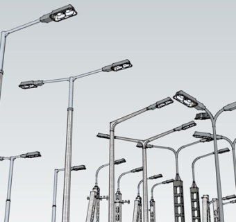 现代路灯组合su模型