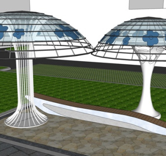 欧式蘑菇避雨亭su模型