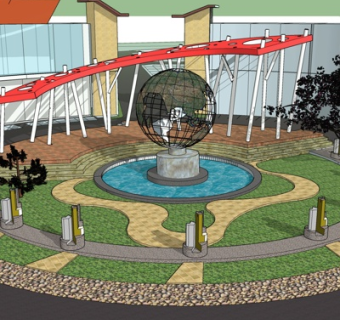 现代公园景观水池su模型