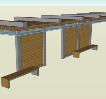 现代公交站台su模型