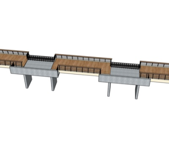现代廊桥su模型