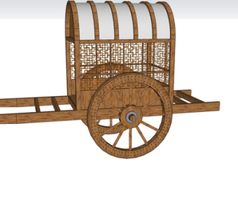 中式古代马车小品su模型