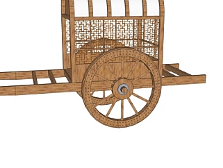 中式古代马车小品su模型