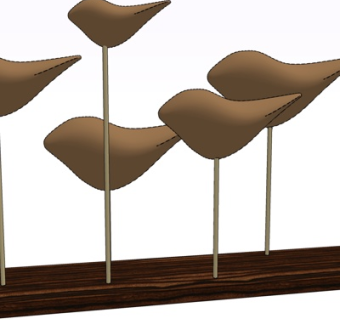 现代金属麻雀摆件su模型