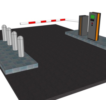 现代拦车杆su模型