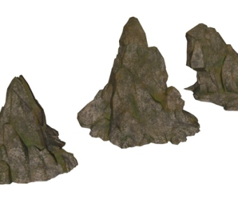 自然风假山小品su模型